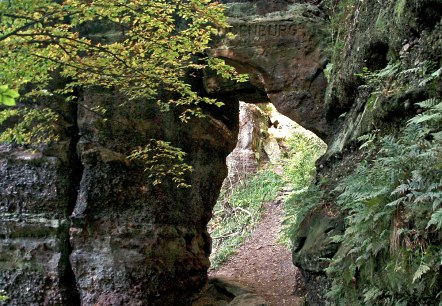 Auf der Buntsandsteinroute stößt man auf das Hindenburg Tor, © Ulrich Laube